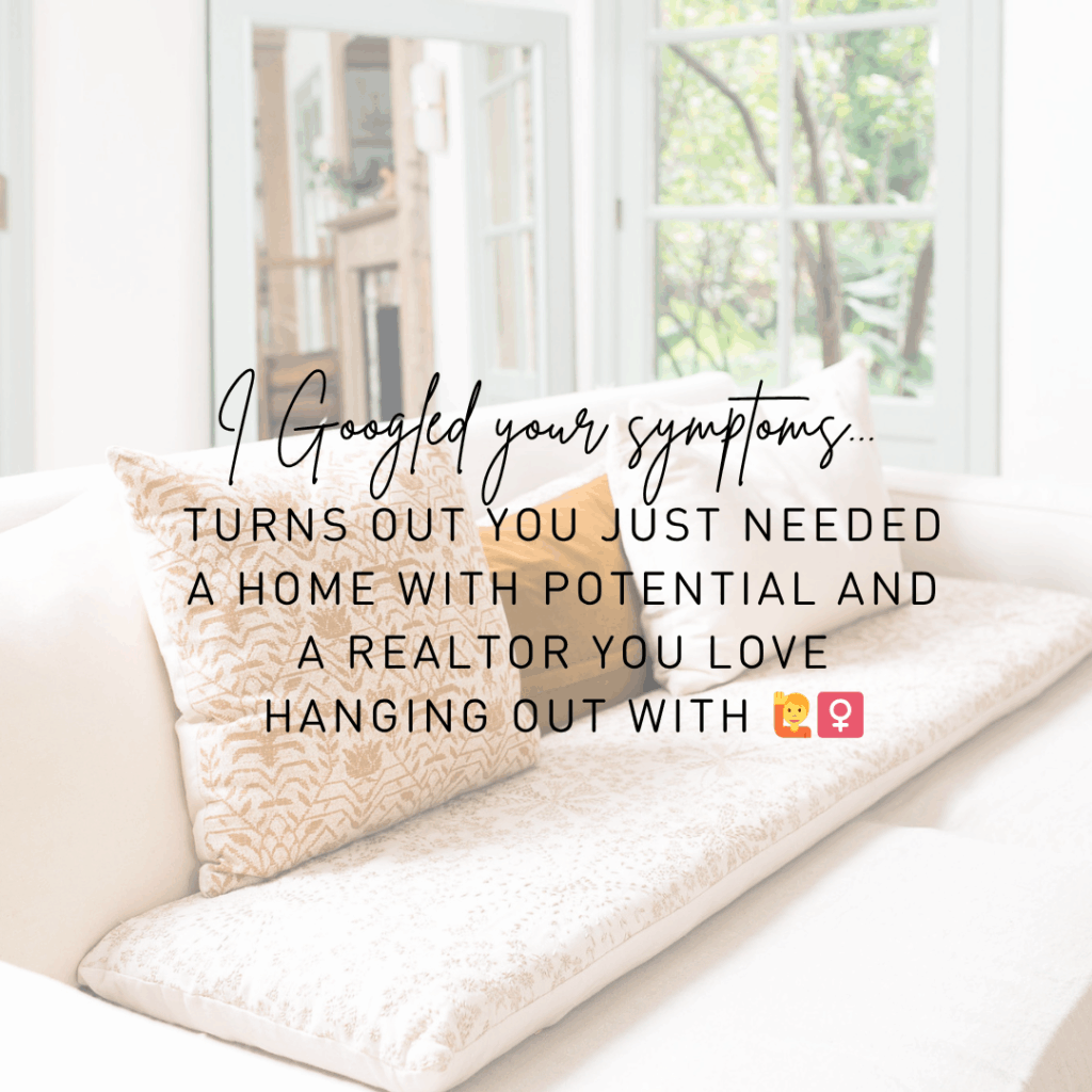 Funny real estate quote for home buyers in Northern Colorado on cozy living room backdrop